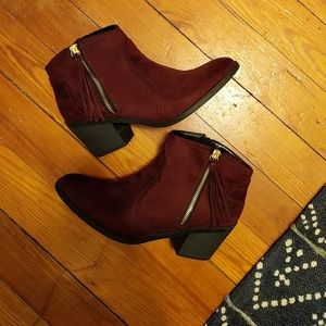 Maroon Booties with Tassel